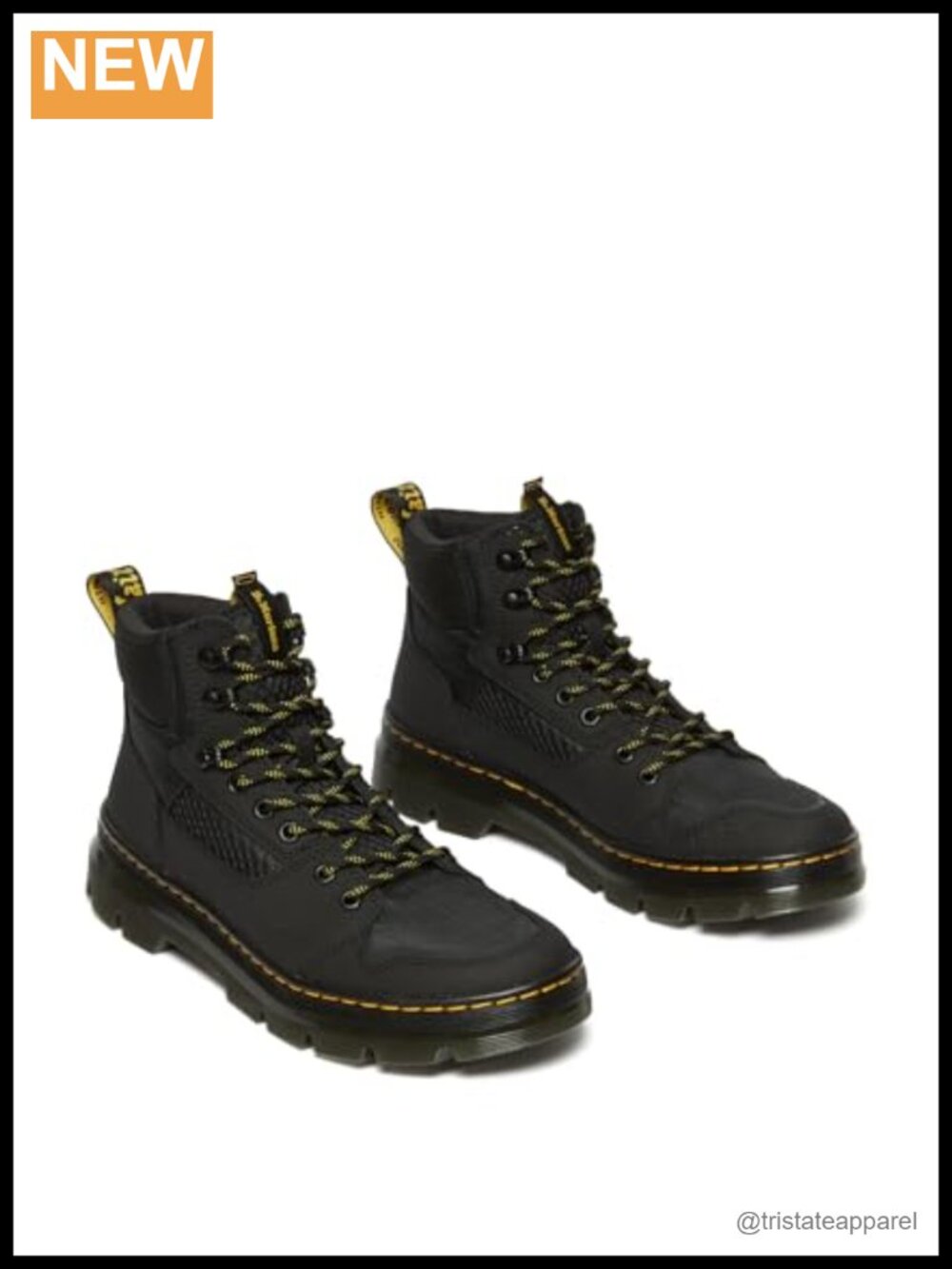 Vegan Leather Unisex Ankle Boots with Yellow Stitching